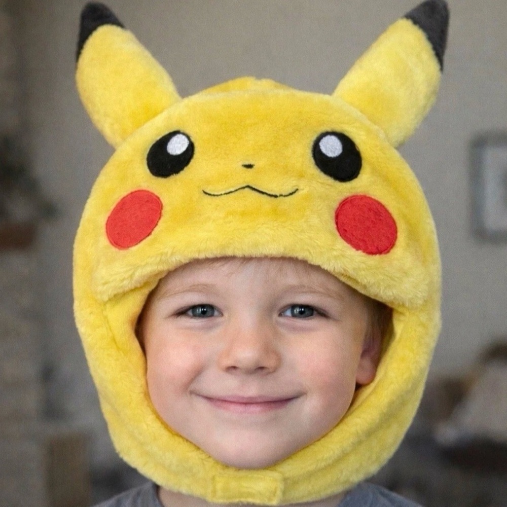 Pokemon Pikachu fuzzy character face ear winter hat